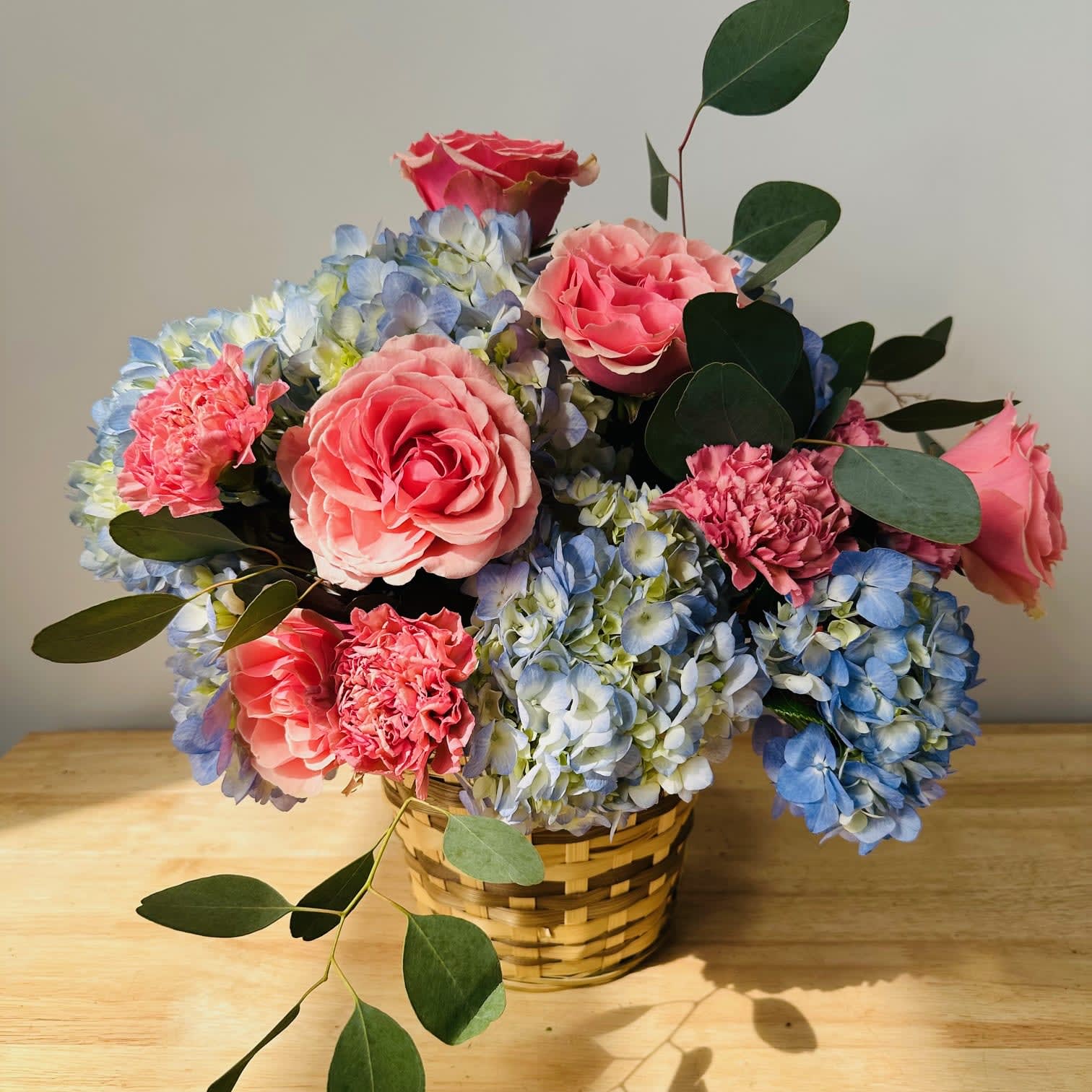 Hydrangea Basket Arrangement Flower Bouquet