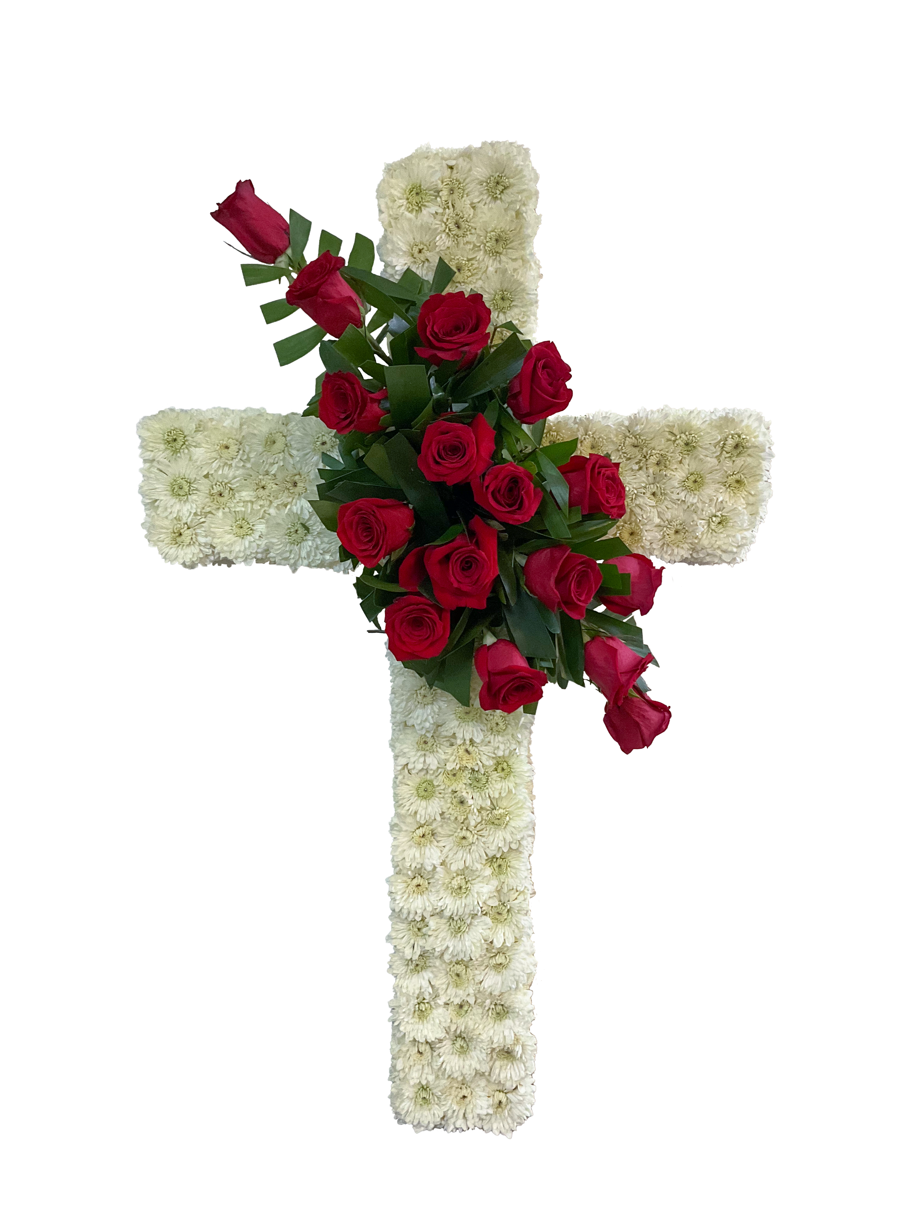 D-4 Cruz de pompones y slash de rosas