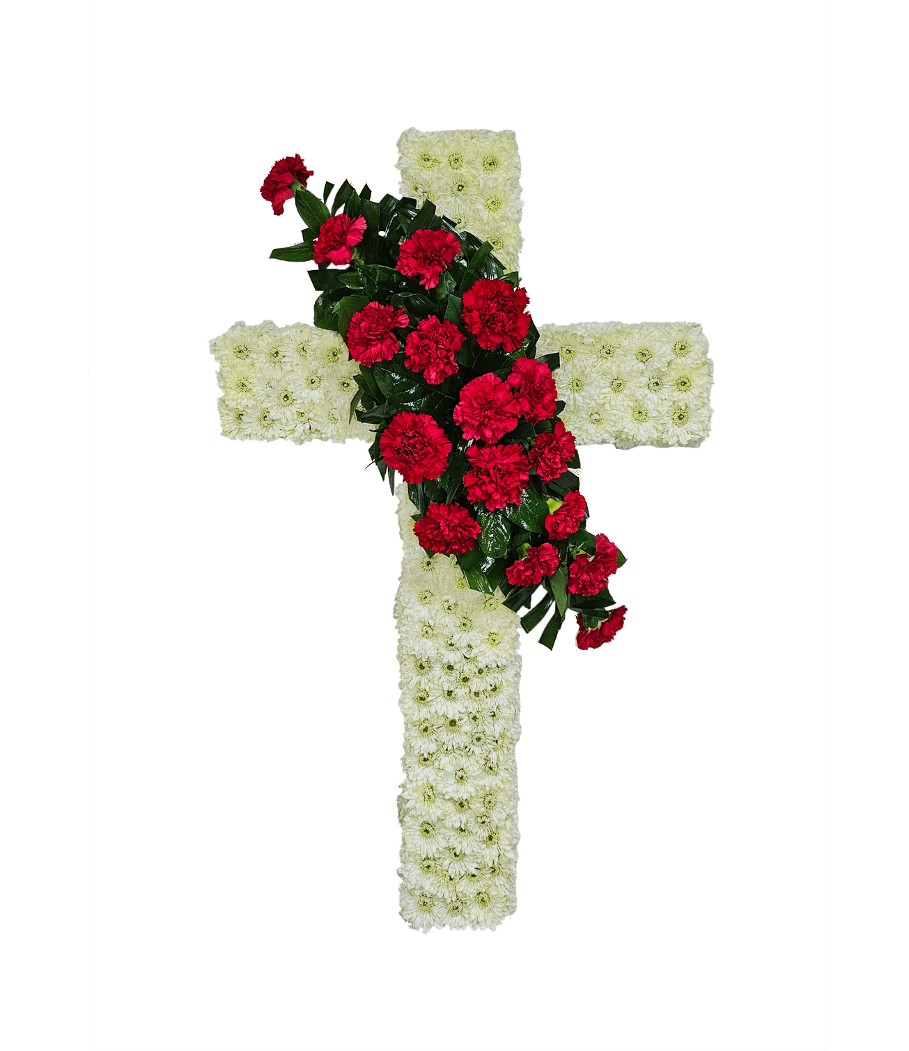 D-2 Cruz de pompones con focal en claveles