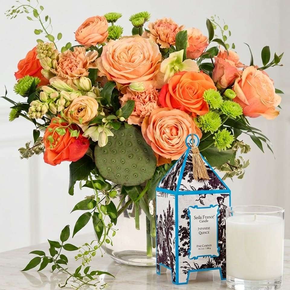 Japanese Quince Bloom & Glow Flower Bouquet