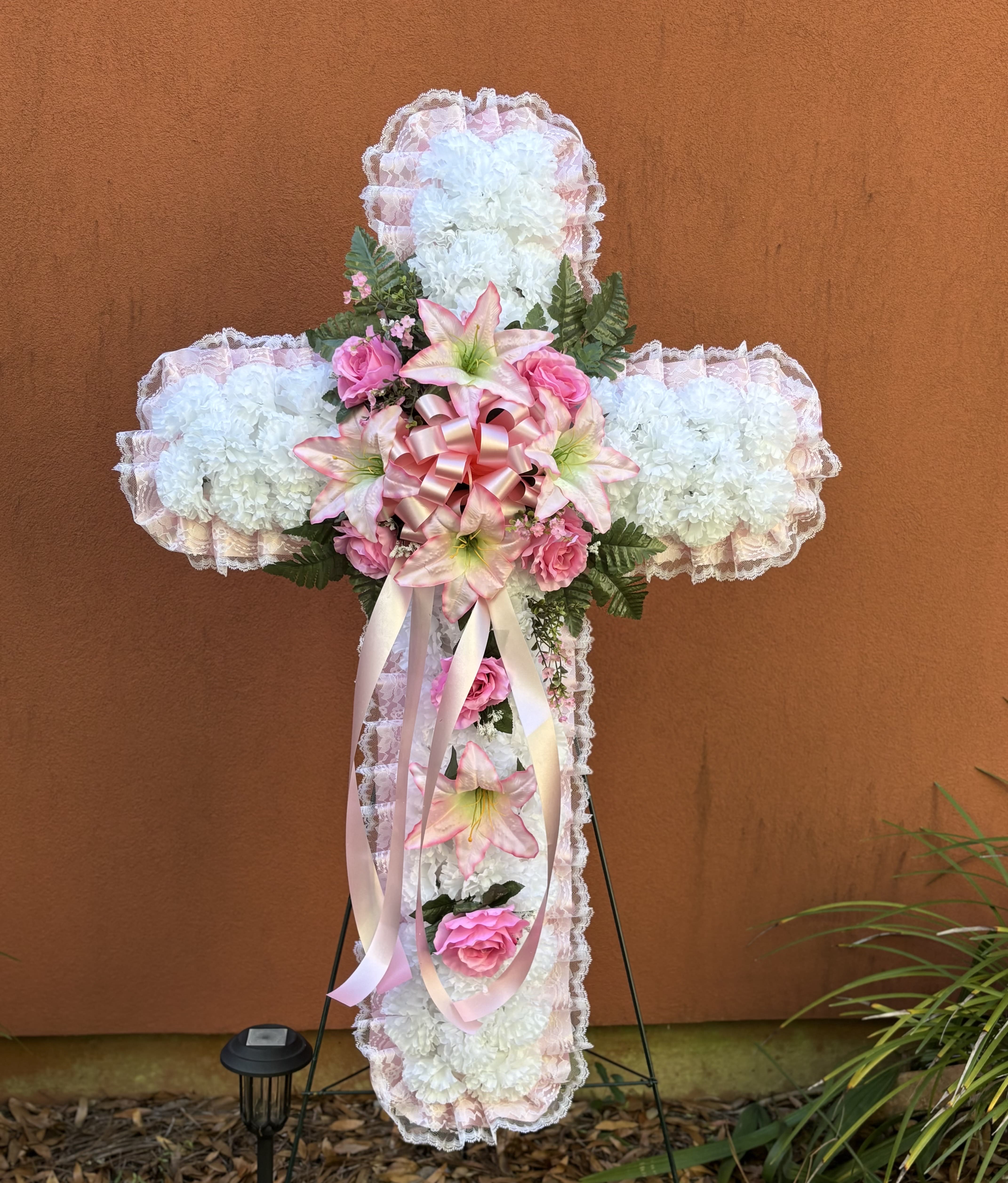 Pink Silk Cross Flower Bouquet