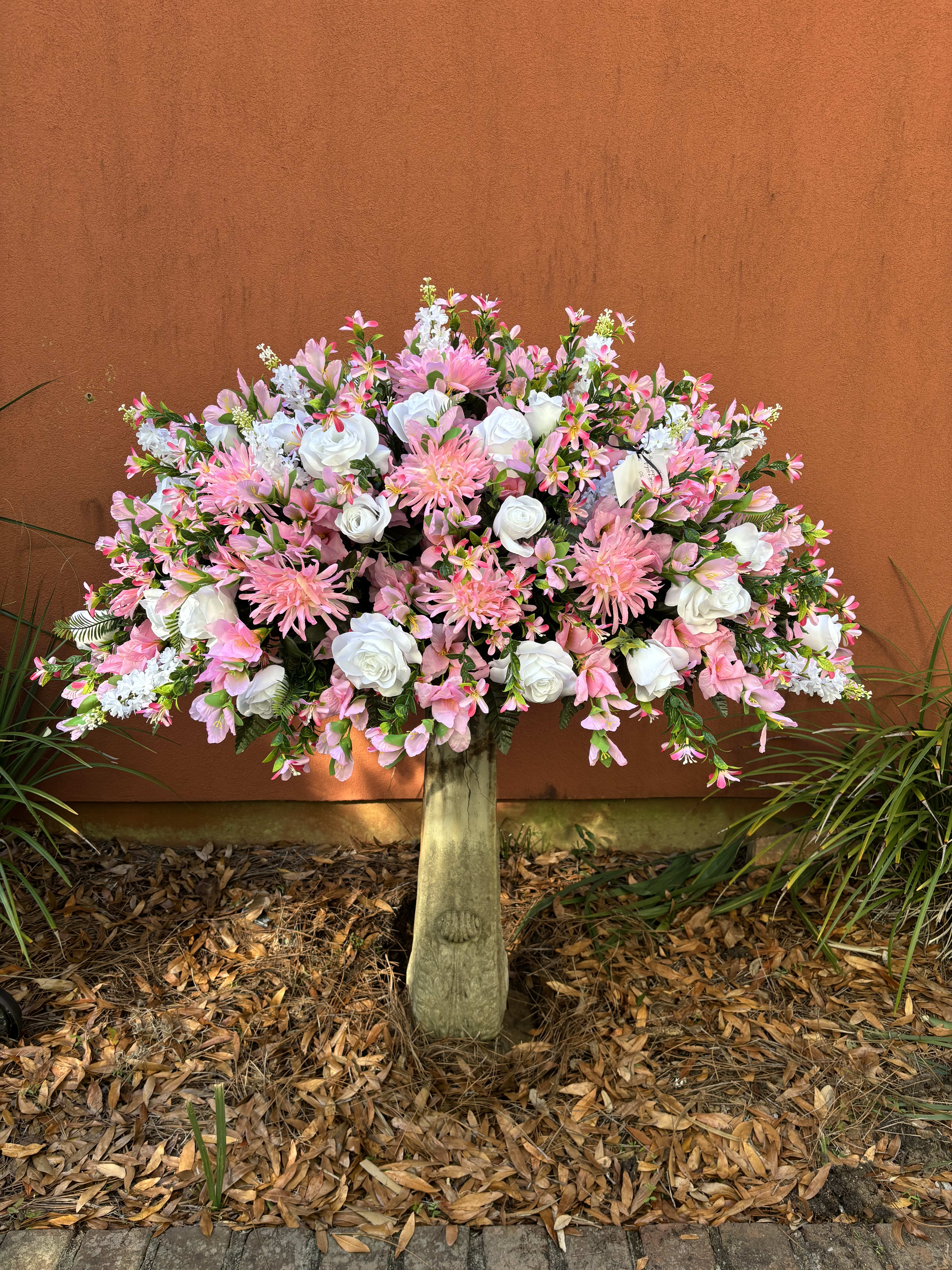 Pink Silk Casket Spray