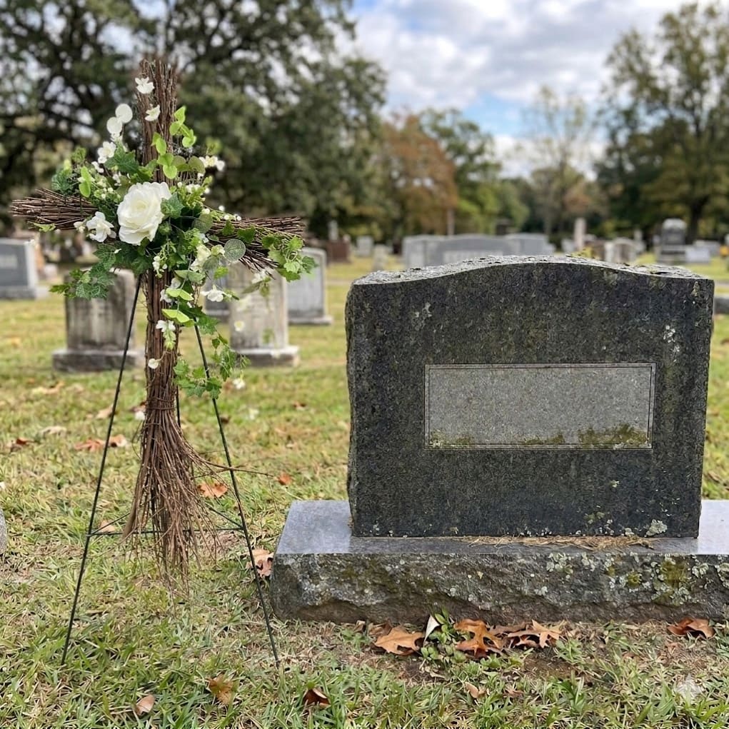 Cemetery Grapevine Crosses On Stand With Silk (Artificial) Floral Accents