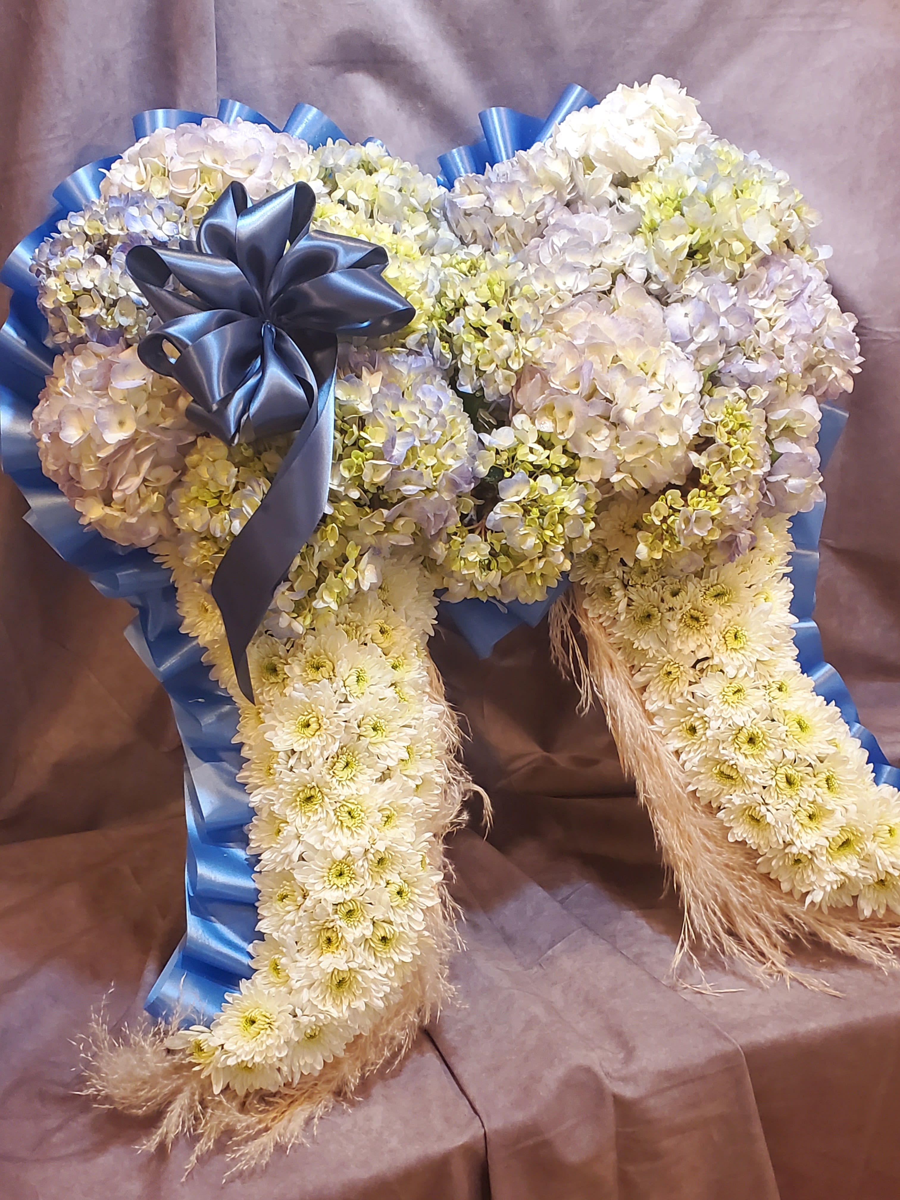 Angel Wings in Light Blue Flowers