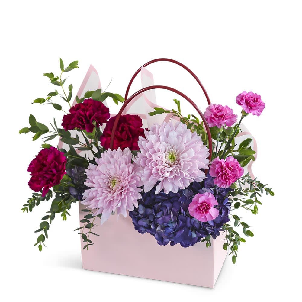 Charming Magenta Tote Flower Bouquet