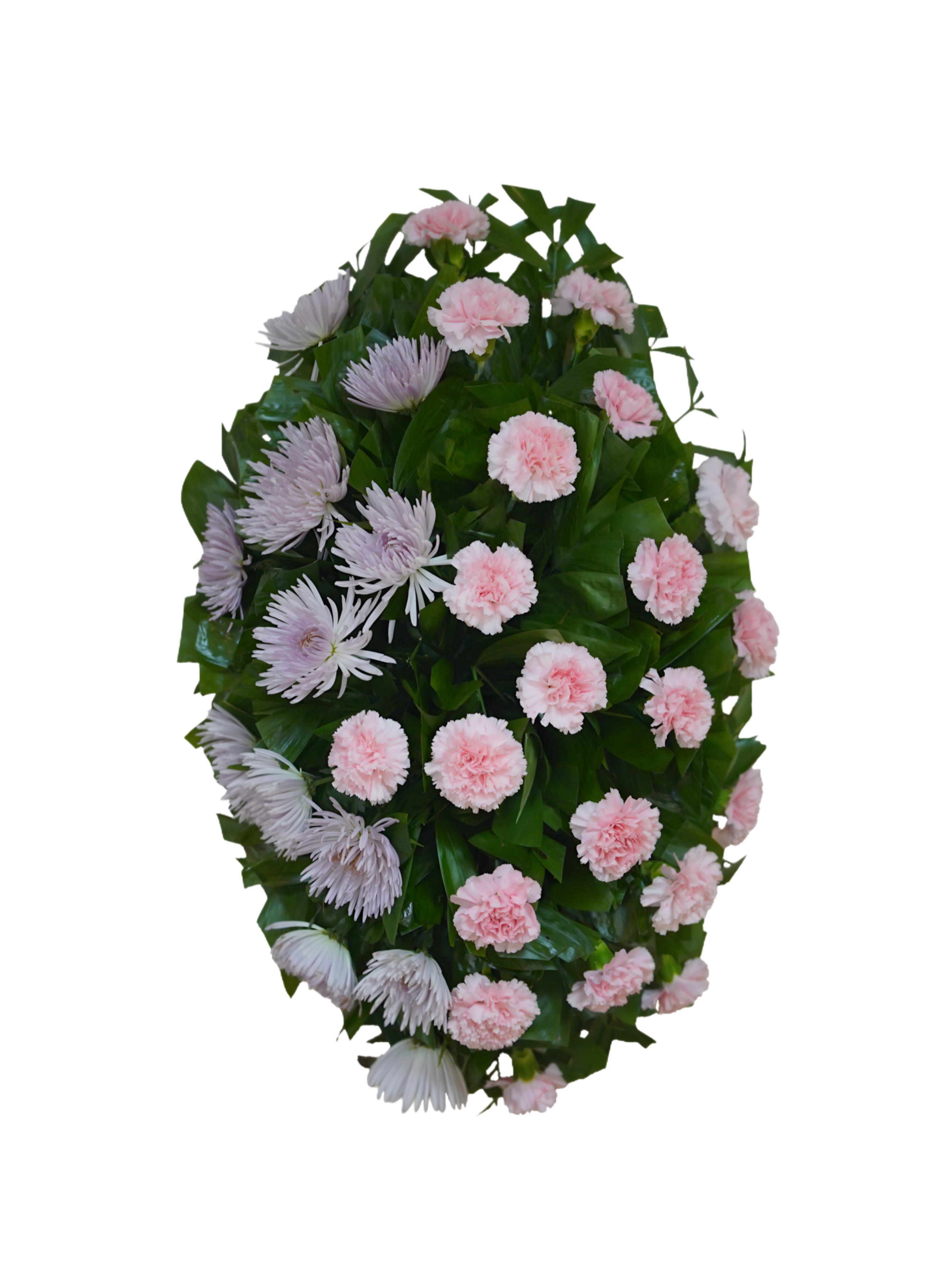 C-7 Corona de claveles y crisantemos con cinta impresa