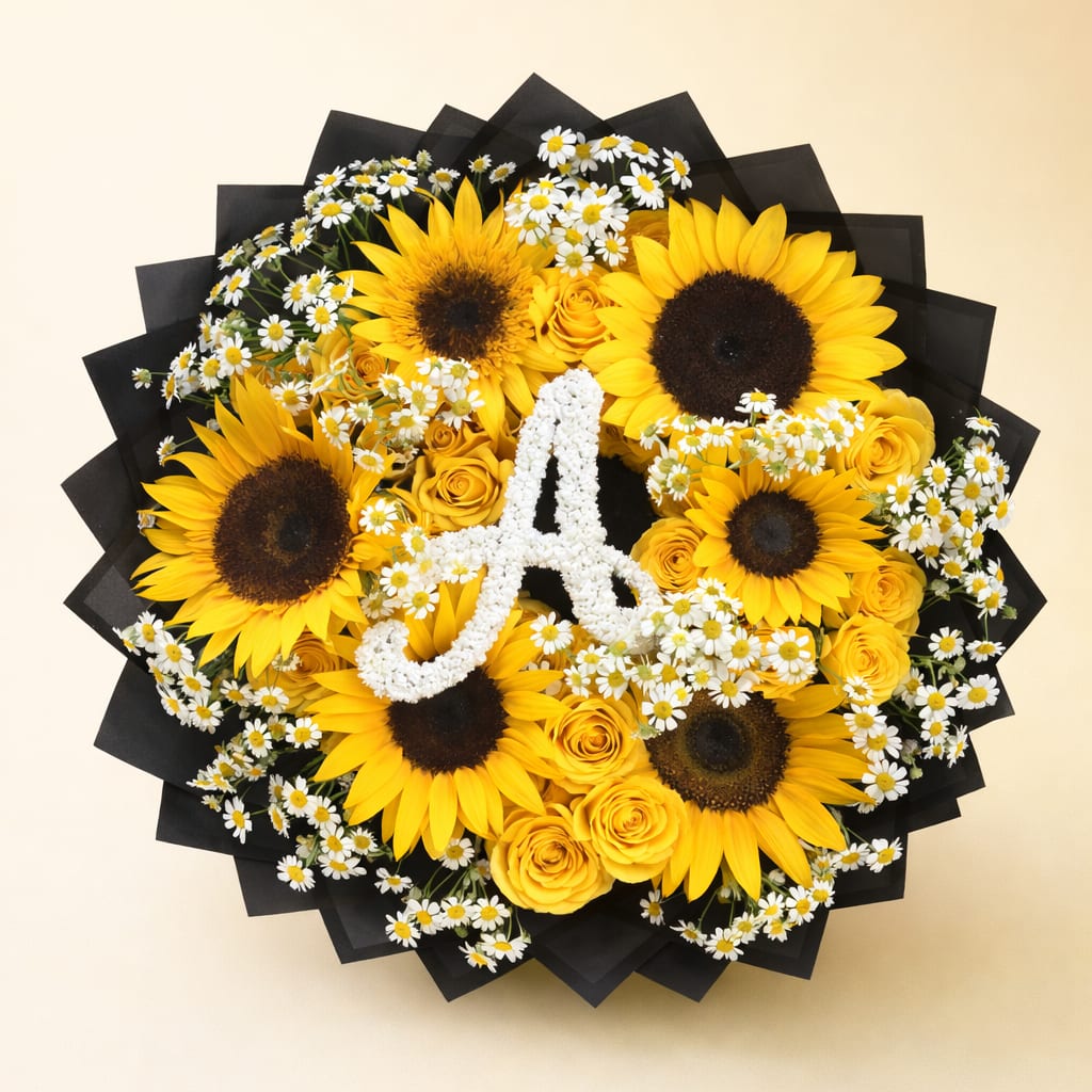 Midnight Sun Initial Bouquet Flower Bouquet