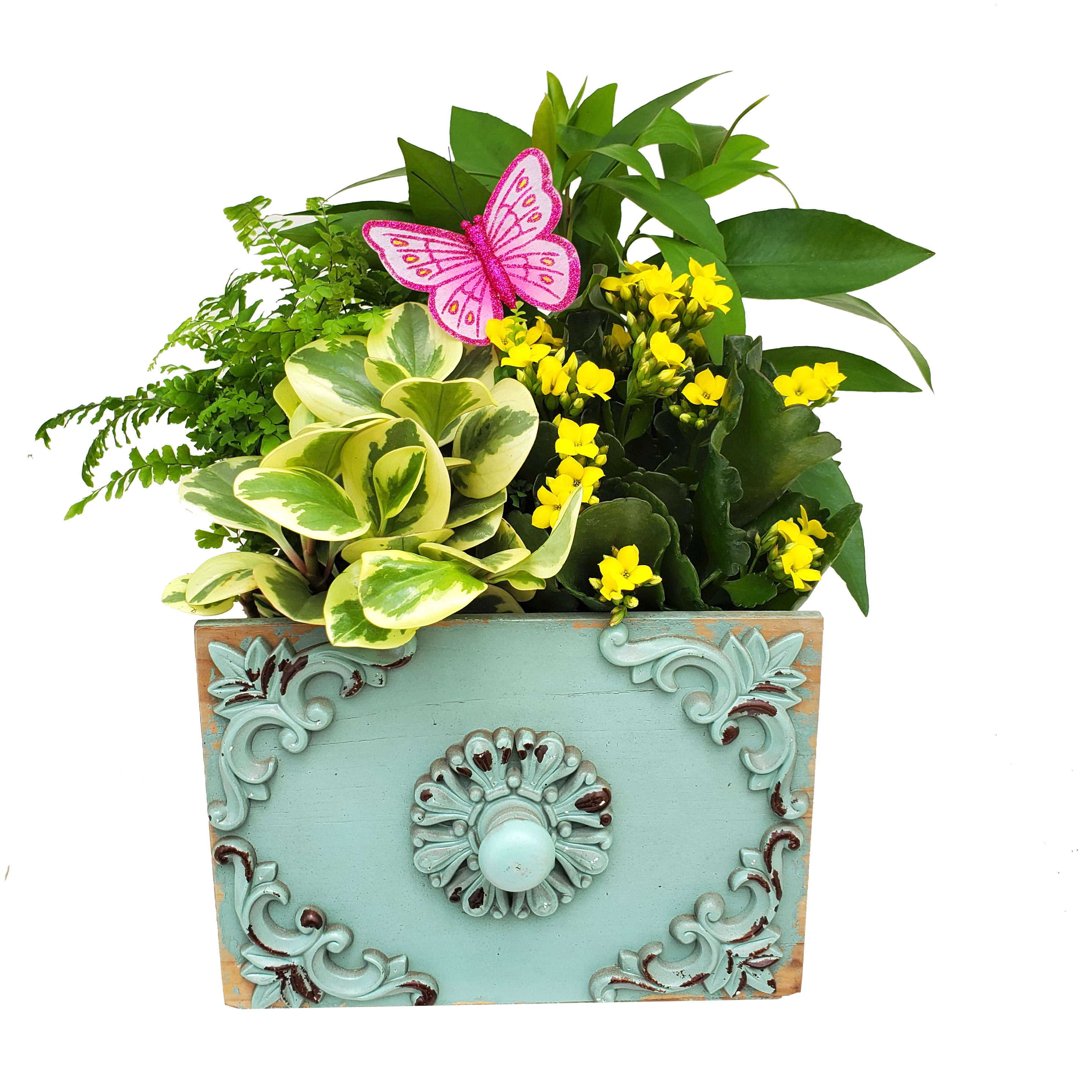Armoire Wooden Planter Flower Bouquet