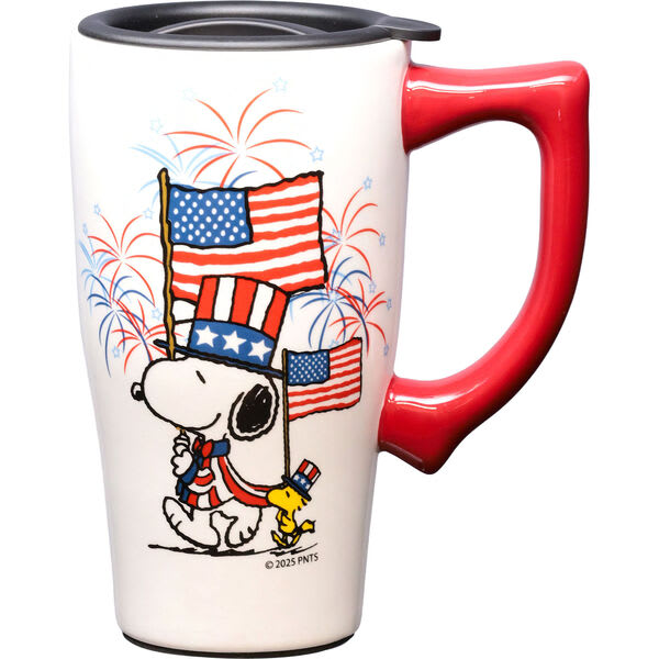 Snoopy Americana Travel Mug Flower Bouquet