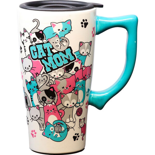 Cat Mom Travel Mug Flower Bouquet