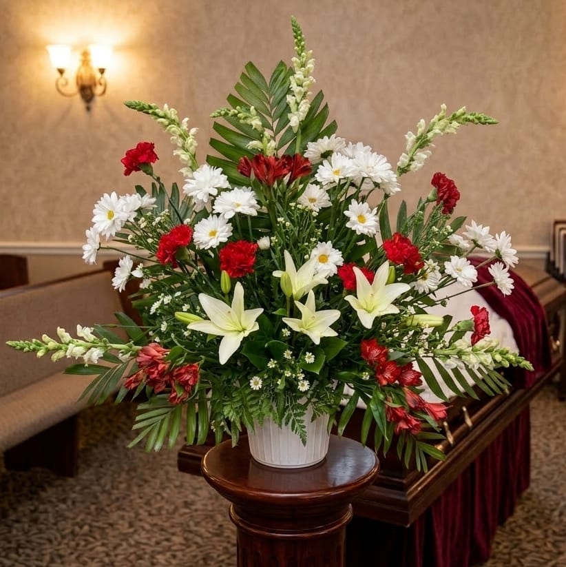 Eternal Tribute Red and White Traditional Arrangement Flower Bouquet