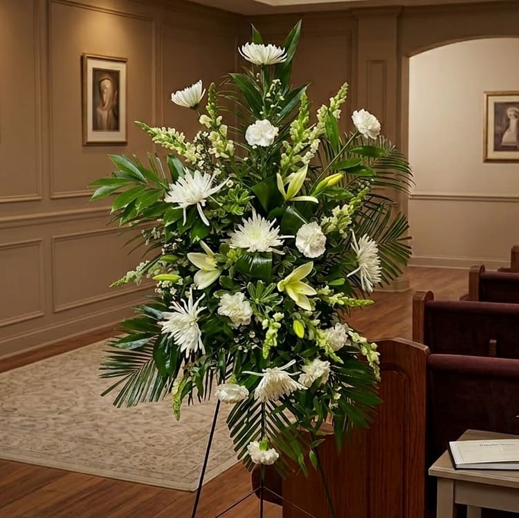 Illuminated Elegance Easel Spray Flower Bouquet