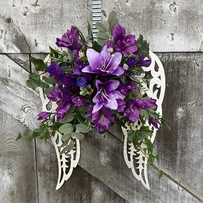Metal Wings with Silk (Artificial) Floral Accents