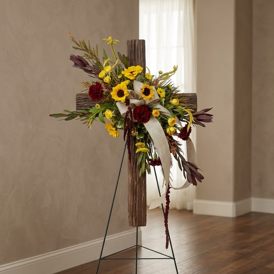 Memorial Cross Easel Spray