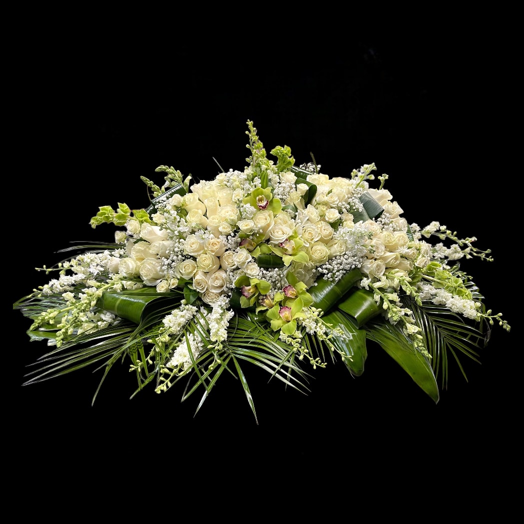 WHITE & GREEN CASKET SPRAY