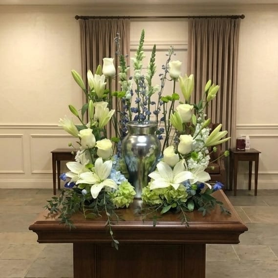 Half Circle Cremation Urn Arrangement Flower Bouquet