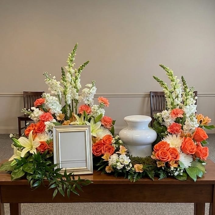 S Shaped Urn Cremation Arrangement Flower Bouquet
