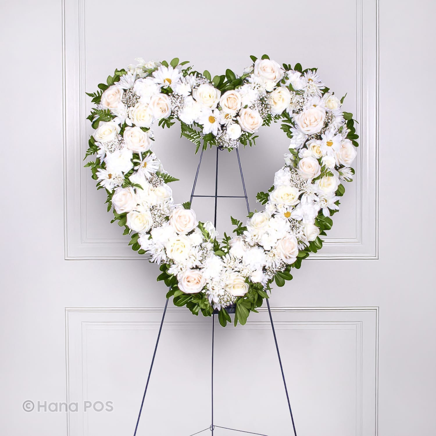 White Open Heart Sympathy arrangement
