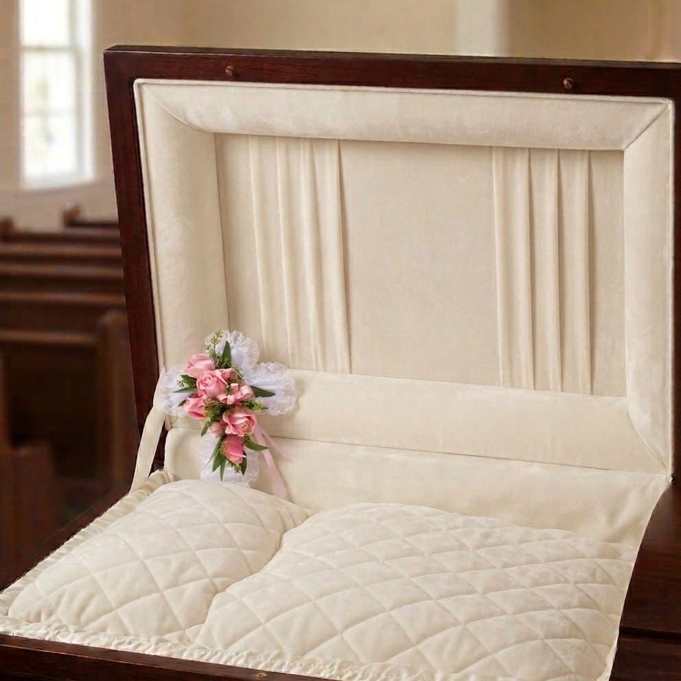 Pink Satin Cross Pillow Flower Bouquet