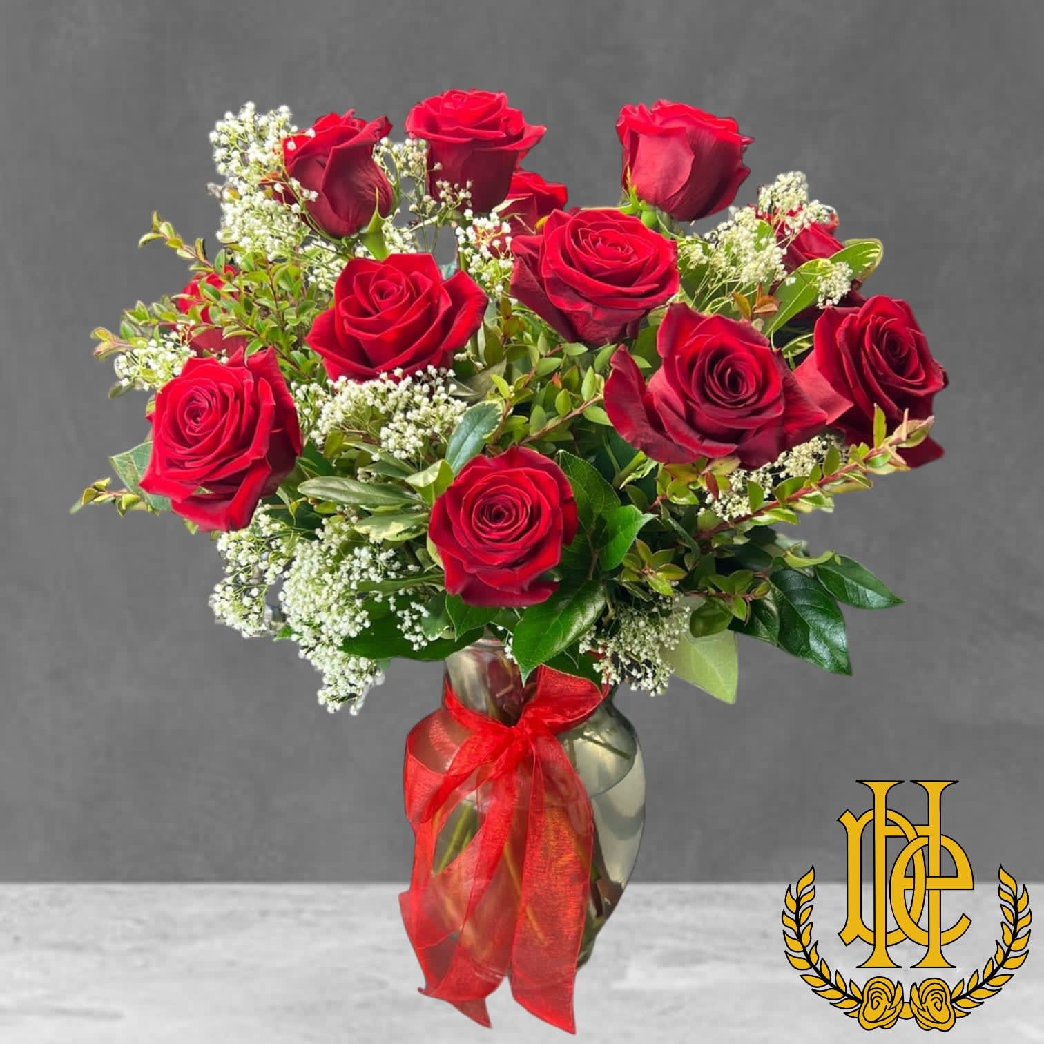 One Dozen Roses - Traditional Flower Bouquet