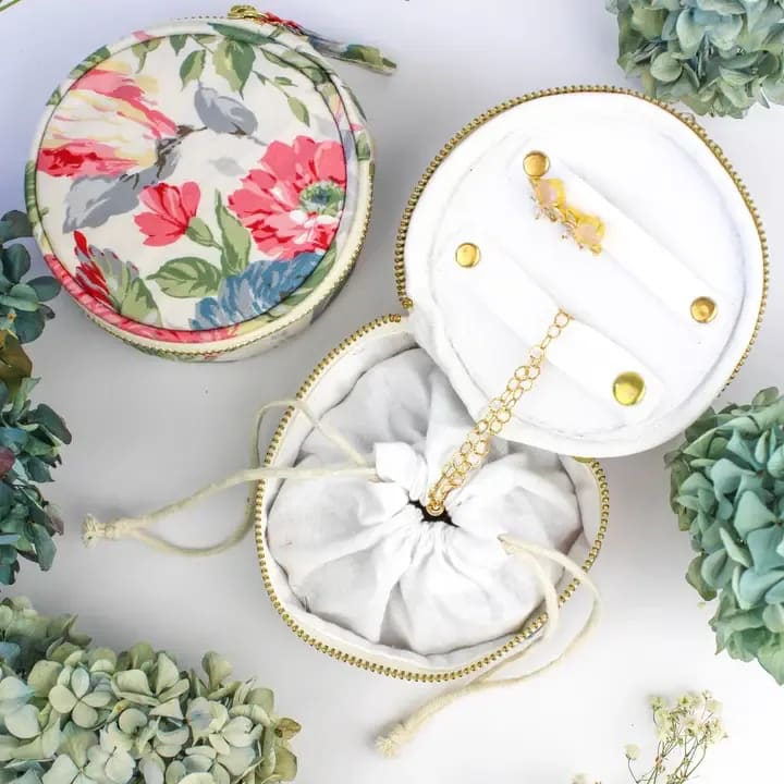 Pink Bouquet Jewelry Pouch Flower Bouquet