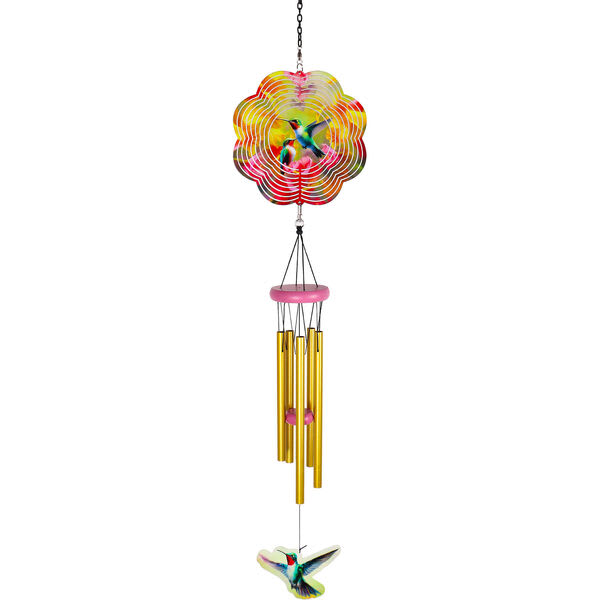 Hummingbird Wind Spinner Flower Bouquet