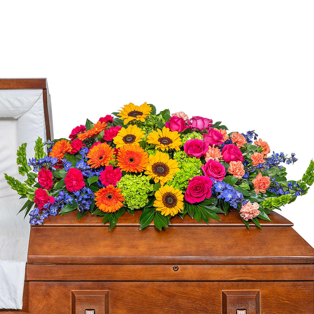 Forever Blooming Bright Casket Spray Flower Bouquet