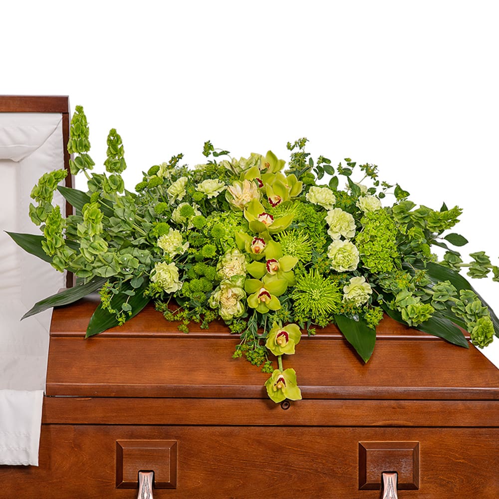 Tranquil Oasis Casket Spray with Orchids Flower Bouquet