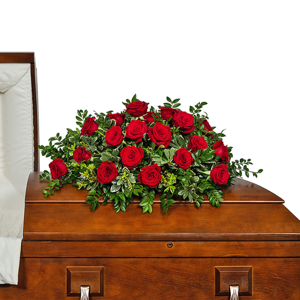 18 Rose Casket Spray Flower Bouquet