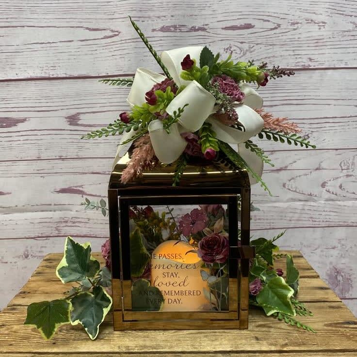 Loved & Remembered Lantern With Silk (Artificial) Floral Accents
