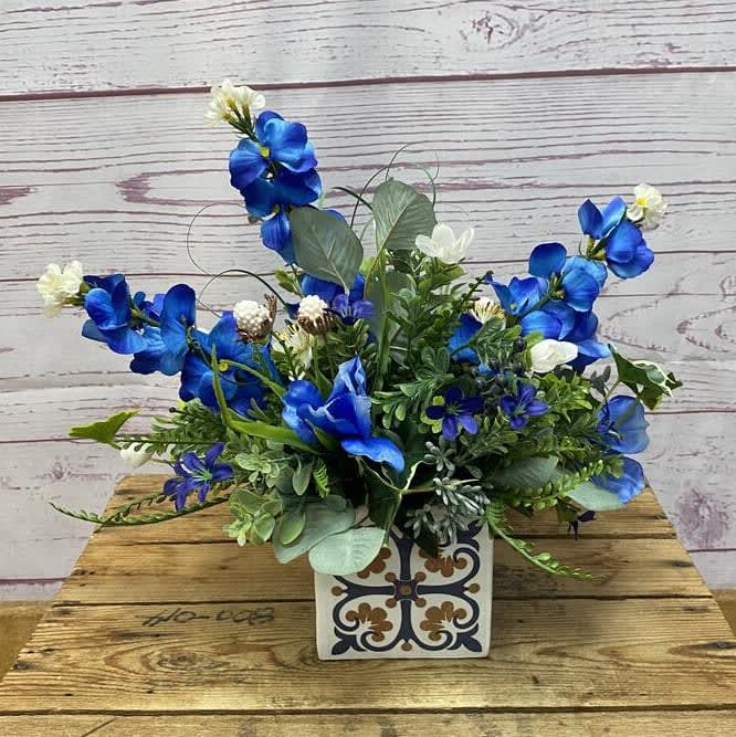Azure and Cream Silk (Artificial) Arrangement