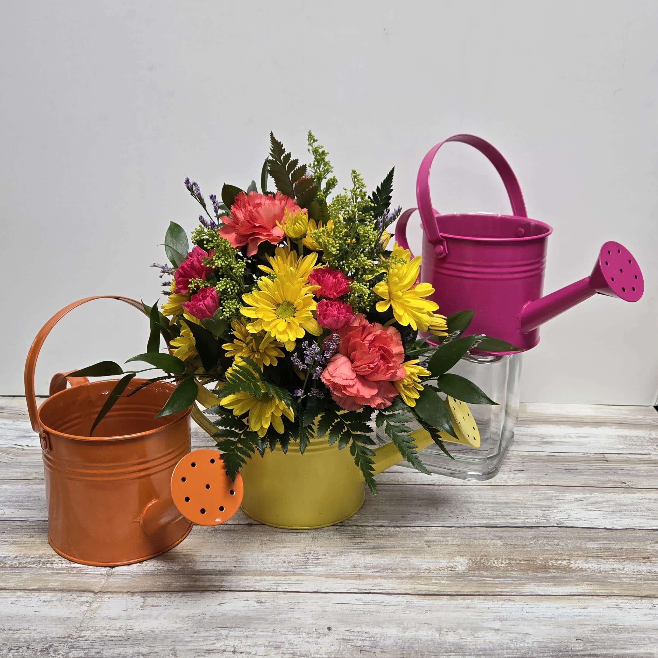 Fresh Floral Watering Can Flower Bouquet