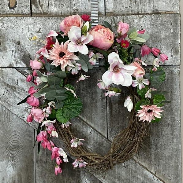 Blushing Botanicals Silk (Artificial) Wreath Flower Bouquet