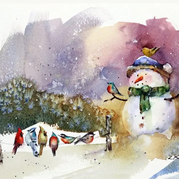 Snowman & Songbirds Card