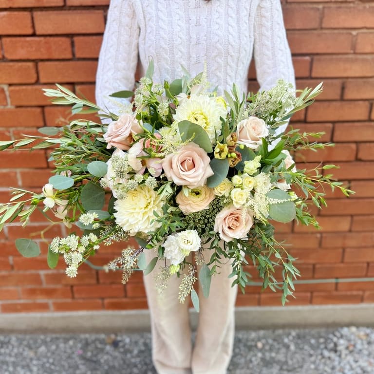 Blush & Cream Large Romantic Garden Bridal Bouquet