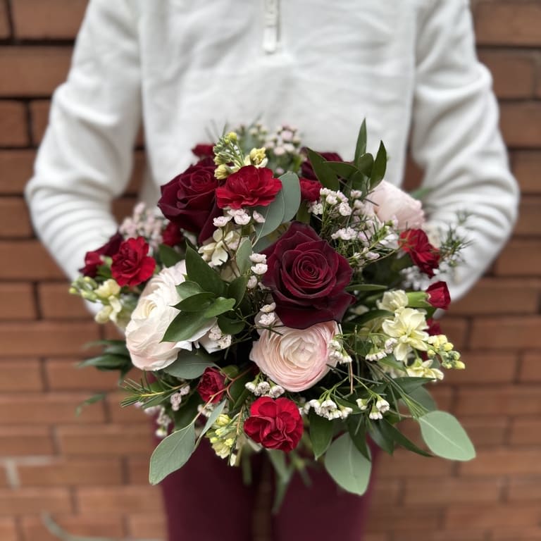 Burgundy & Blush Round Bridal Bouquet