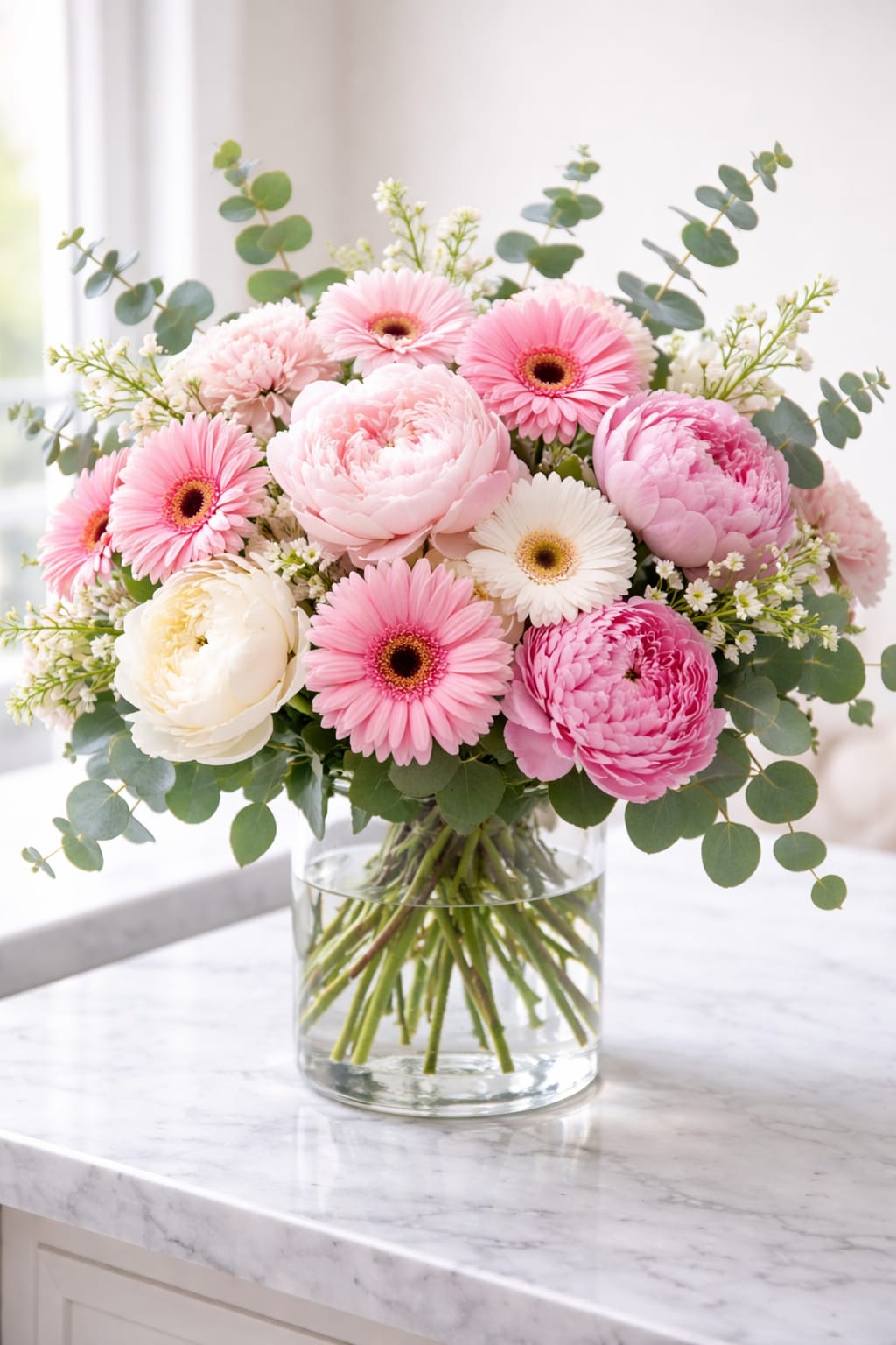 Blush Garden Elegance for Mom Flower Bouquet