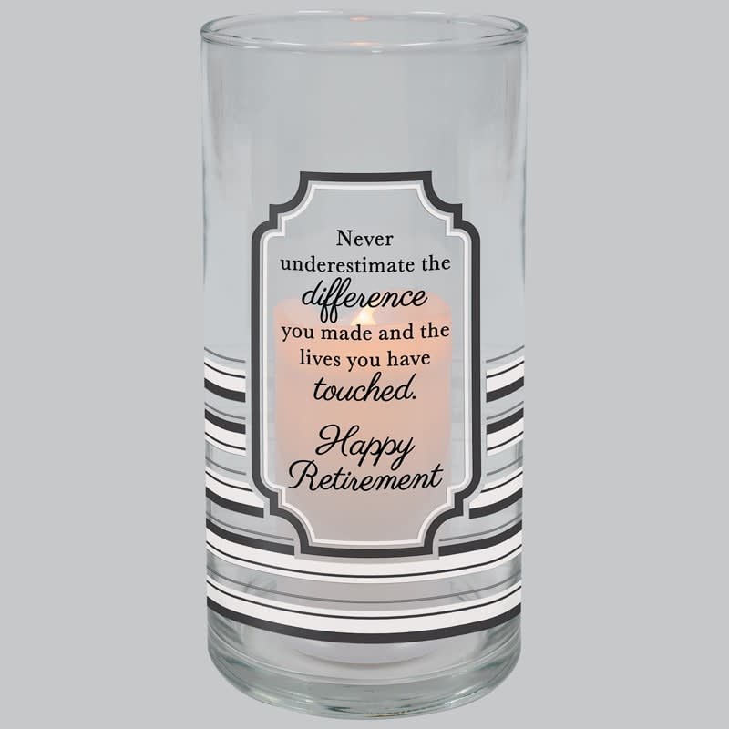 "Retirement" Hurricane Candle Flower Bouquet