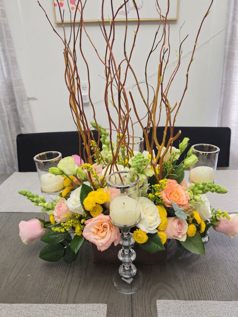 Grand Centerpiece Arrangement (Candle & Crystals vases Not Included)