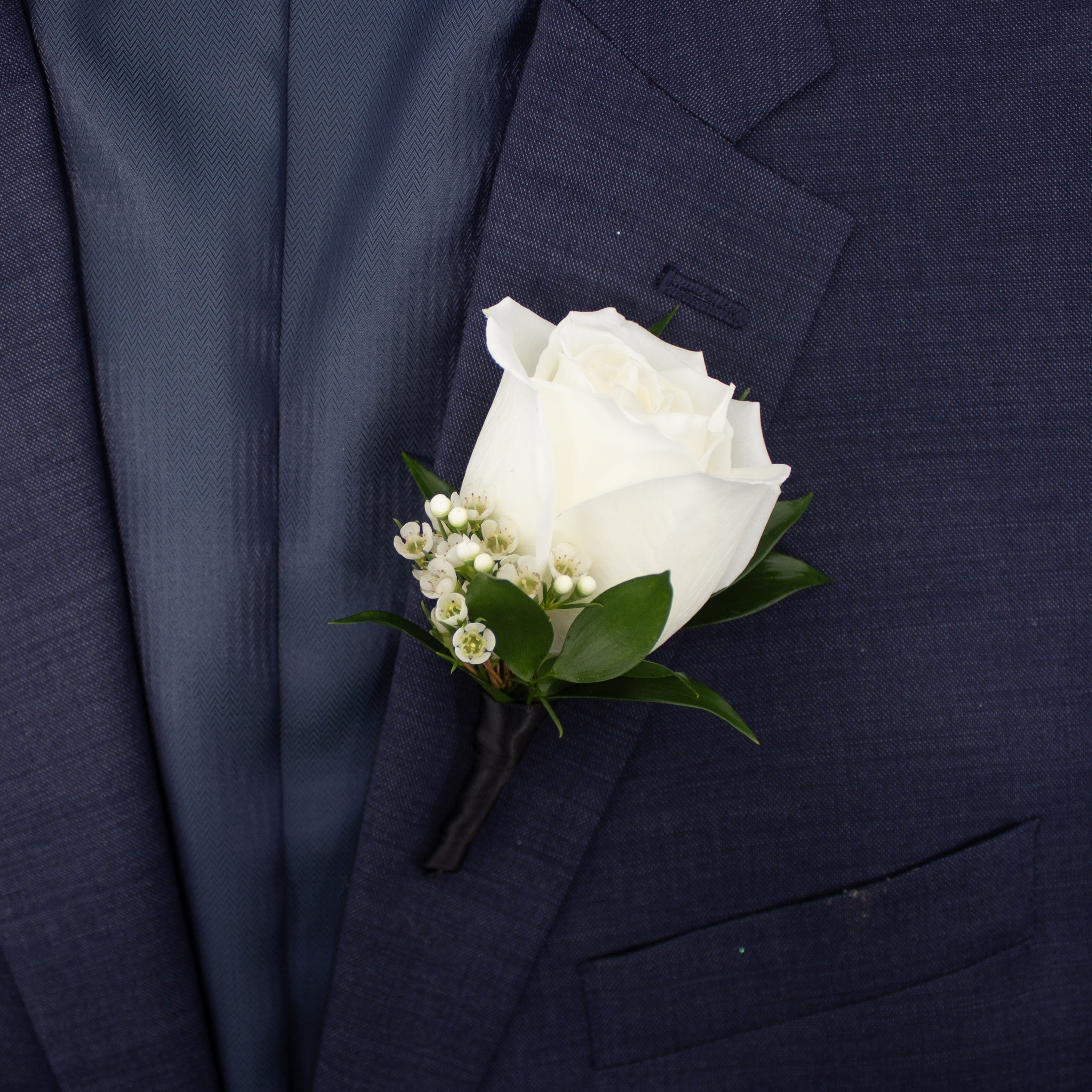 White Rose Boutonniere Flower Bouquet
