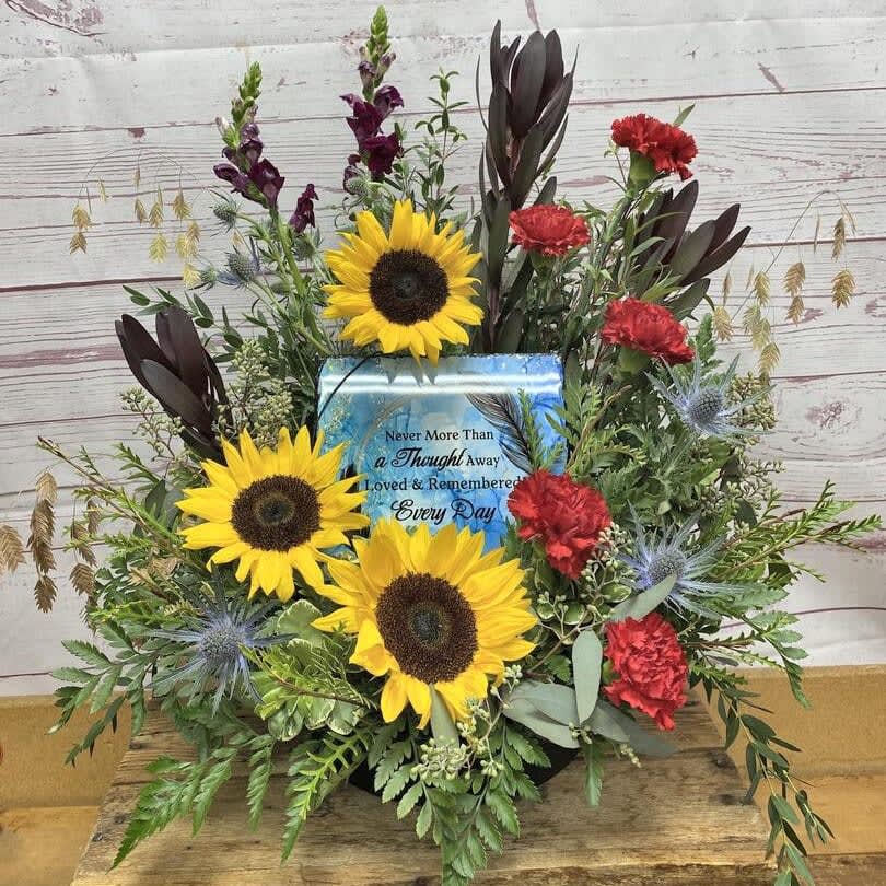 Fresh Floral Arrangement With Square Memorial Slate