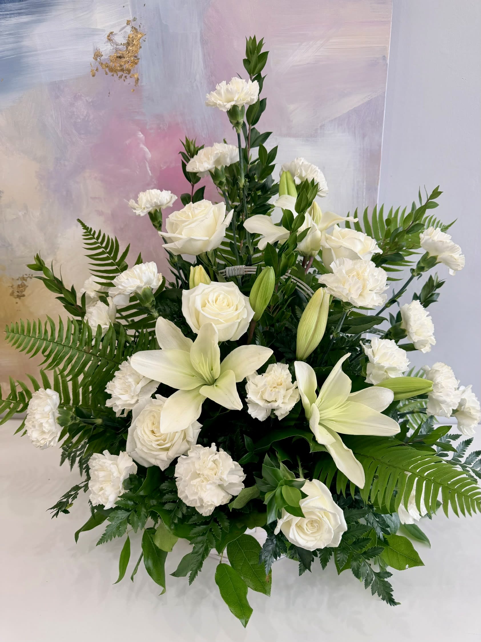 Peaceful Remembrance Basket Flower Bouquet