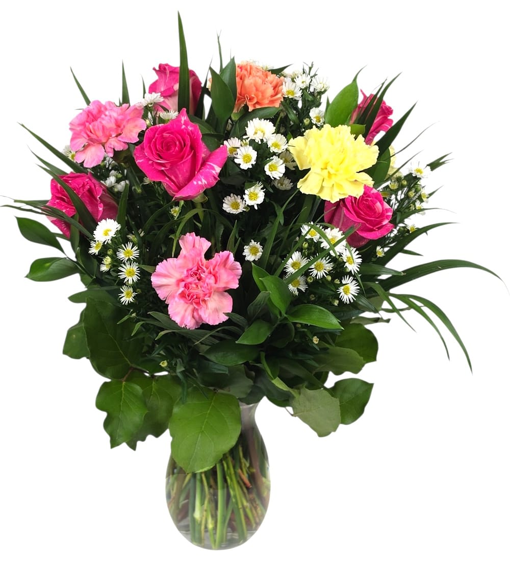 Blooming Bliss Bouquet | Mixed Roses & Carnations Flower Arrangement – Colorado Springs Delivery Flower Bouquet