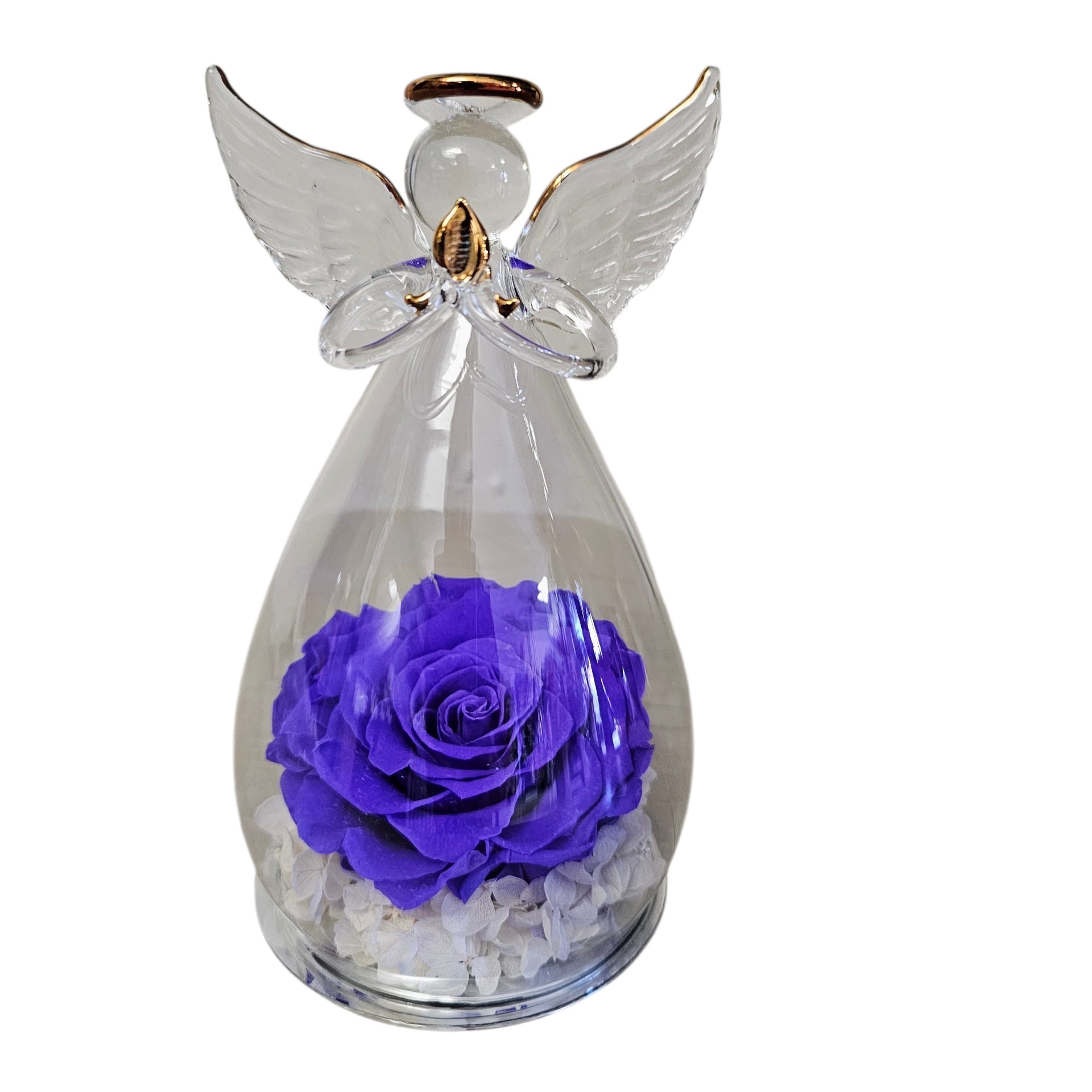 Pretty in Purple Forever Rose Angel Dome Flower Bouquet
