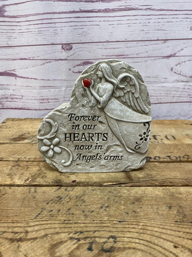 Angel Memorial Heart Stones Flower Bouquet