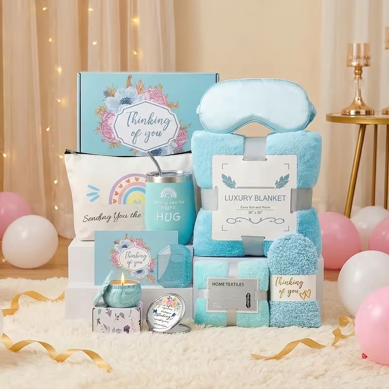 Thinking of You Gift Box - Blue Flower Bouquet