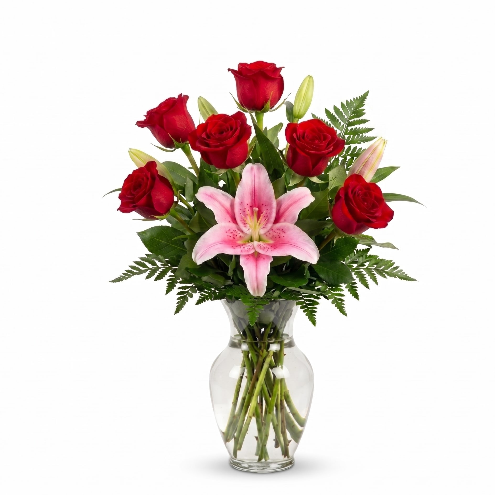 6 Rose w/Lilies Flower Bouquet