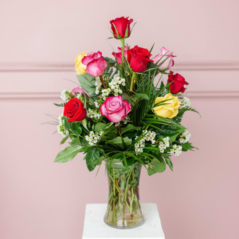 Dozen Multi-Colored Roses