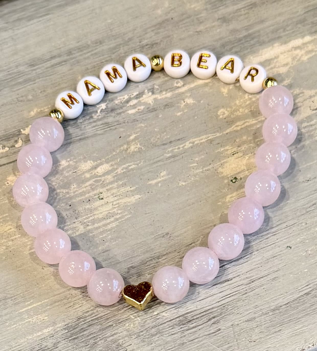 Mama Bear Rose Quartz Bracelet