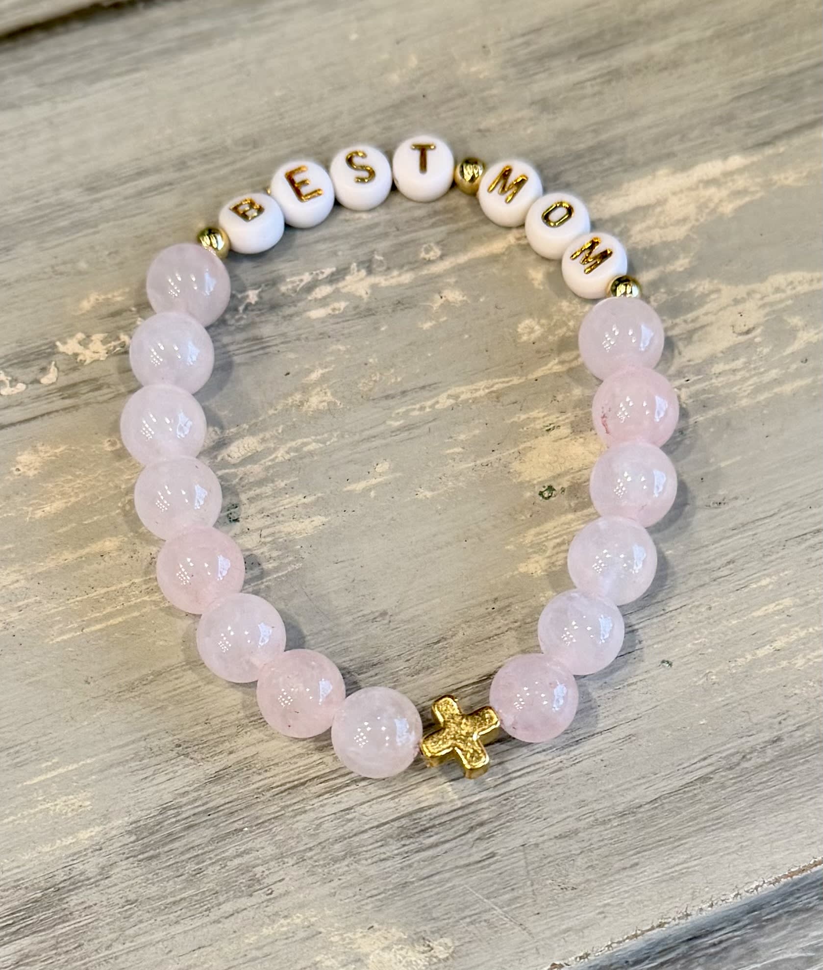Best Mom Rose Quartz Bracelet